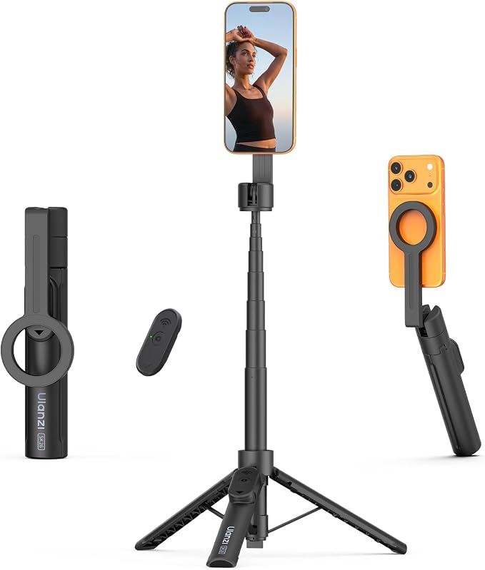 ULANZI Phone Tripod,SK26 44.5'' Magnetic Selfie Stick for Magsafe w Remote, Portable Tripod for iPhone 17 Pro Extendable Cell Phone Stand Lightweight for Vlog Travel Recording Streaming Selfies
