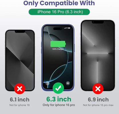 Battery Case for iPhone 16 Pro, Upgraded 7500mAh Portable Charging Case, Ultra-Slim Lightweight Powerful Extended Battery Pack for iPhone 16 Pro (6.3 inch)-Blue