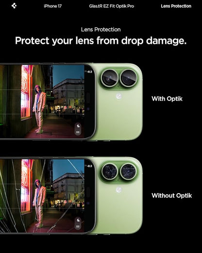 Spigen Camera Lens Screen Protector [GlasTR EZ Fit Optik Pro] Designed for iPhone 17 [Case Friendly] - Sage [2 Pack]
