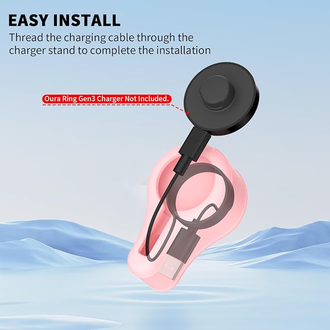Silicone Charger Protector Cover for Oura Ring Gen3 Charger, Case Compatible with Oura Ring Charger Size 6/7/8/9/10/11/12/13,Charing Dock Station Holder for Oura Ring Gen3 Charger,Not Charger (Pink)