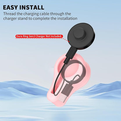 Silicone Charger Protector Cover for Oura Ring Gen3 Charger, Case Compatible with Oura Ring Charger Size 6/7/8/9/10/11/12/13,Charing Dock Station Holder for Oura Ring Gen3 Charger,Not Charger (Pink)