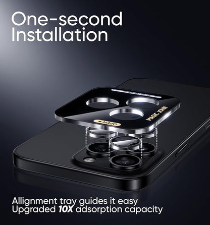 MAGIC JOHN for iPhone 16 Pro Max/16 Pro Camera Lens Protector [Alignment Kit&1:1 Invisible Perfect Fit] 9H Aerospace Tempered Glass Anti-Scratch Durable, Individual Cover Ring, Case Friendly, Set of 2, Clear