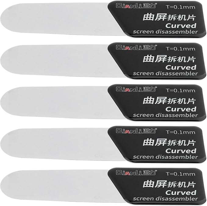 5Pcs Disassembler Pry Tools, Ultra-Thin Separate Screen Curved Spudger, Stainless Steel Mobile Phone Screen Pry Blade, Repair Opening Tool for Smartphone Curved-Screen LCD Casing(5pcs)