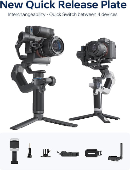 FeiyuTech SCORP Mini 2 Kit (White) Gimbal Stabilizer for Camera & Smartphone, 3-Axis Handheld Gimbal with AI Tracking, Gesture Control, Quick Release, Touchscreen, for Vlogging YouTube TikTok GoPro