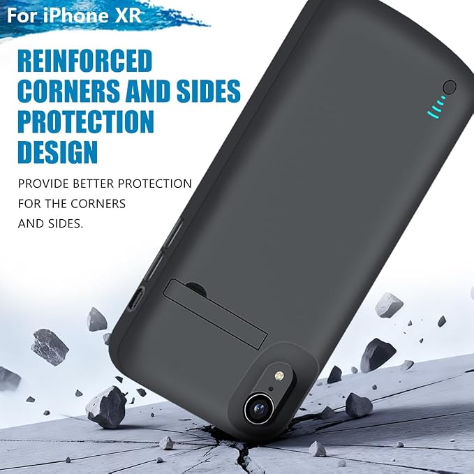 [New 2026 Battery Case for iPhone XR, 6000mAh Rechargeable Extended Battery Charging Charger Case, Add 1.55x Extra Juice (6.1 Inches) Black