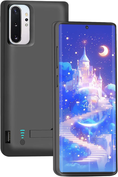 Battery Case for Samsung Galaxy Note 10+ Plus 5G, 6000mAh Rechargeable Extended Battery Charging Charger Case, Add 100% Extra Juice Black