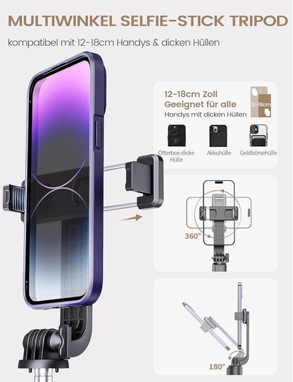 Selfie Stick Tripod with Remote, Extendable 360° Rotatable Selfie Stick, 41.7" Phone Tripod Stand for Cell Phone Filming Compatible with iPhone Samsung Android Smartphone Gopro