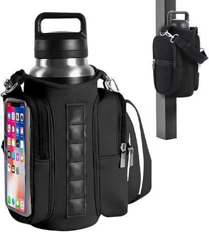 Joyzan Magnetic Gym Bag, Water Bottle Small Holder for Men Portable Fitness Sling Carrier Pouch Sleeve Phone Pockets Adjustable Strap 6 Magnets Crossbody Organizer Women Travel Sports Workout Fitness