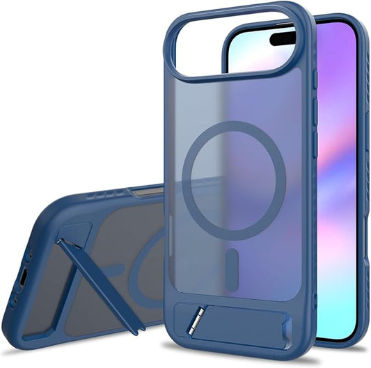Magnetic Car Charging Phone Case for iPhone 17/16 Pro Max, 45° Built-in Kickstand, Military-Grade Shockproof Protective Cover (Blue, iPhone 13 Pro Max)