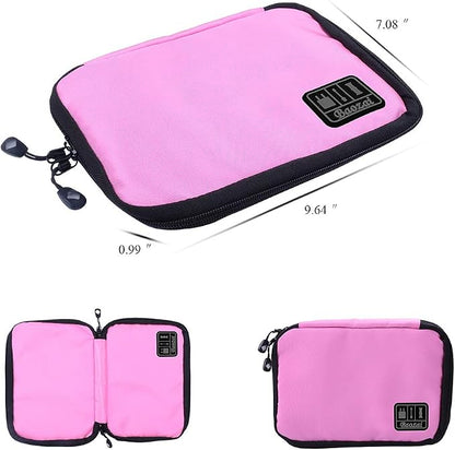 baozai Smart Watch Bands Organizer, Waterproof Portable Electronics Travel Accessories Organizer Bag for Watch Bands, Cable, Charger, Headset, SD Card, Pink