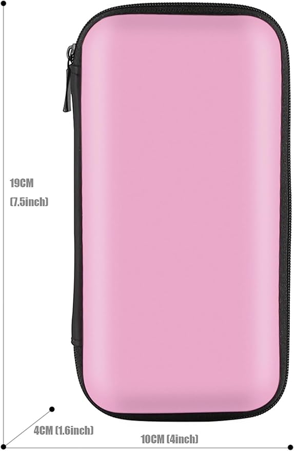 iMangoo Travel Essential Electronics Organizer Pouch Charger Case, Shockproof Dual Zipper Power Bank Cables Tech Accessories Purse, Men & Women Travel Must Have Storage Bag, 6.5x3.2x1 inch Pink