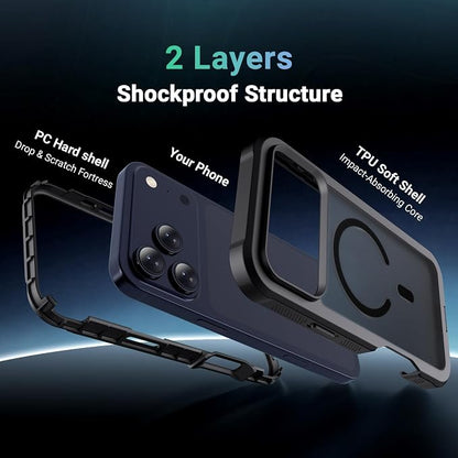 jaroco Magnetic for iPhone 17 Pro Case, [Compatible with MagSafe][Military Grade Drop Protection][Heavy Duty Protection][Non-Slip][Shockproof] 2-Layer Durable Bumper Phone Casee 6.3''-Black