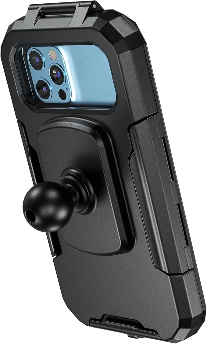 iMESTOU IP66 Waterproof Bike Phone Holder with 1" Ball Head Suitable for RAM B Size Components/ 1" Double Socket Arms, Fits for 3.5"-6.1" Cellphones with Max. Thickness 0.43" (Size S)