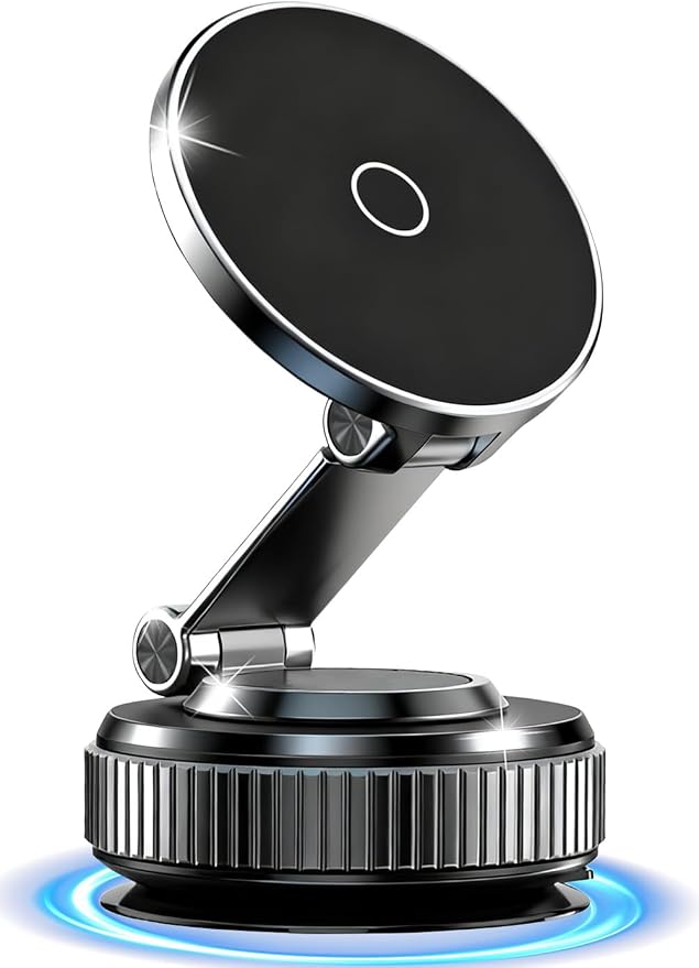Vacuum Magnetic Car Phone Holder 360° Strongest 120LBS Ultra Suction Cup Phone Mount for MagSafe Dashboard Cell Phone Holders for Your Car/Gym/Mirror Bracket for iPhone 17 & Android, Metal Stand Rotor
