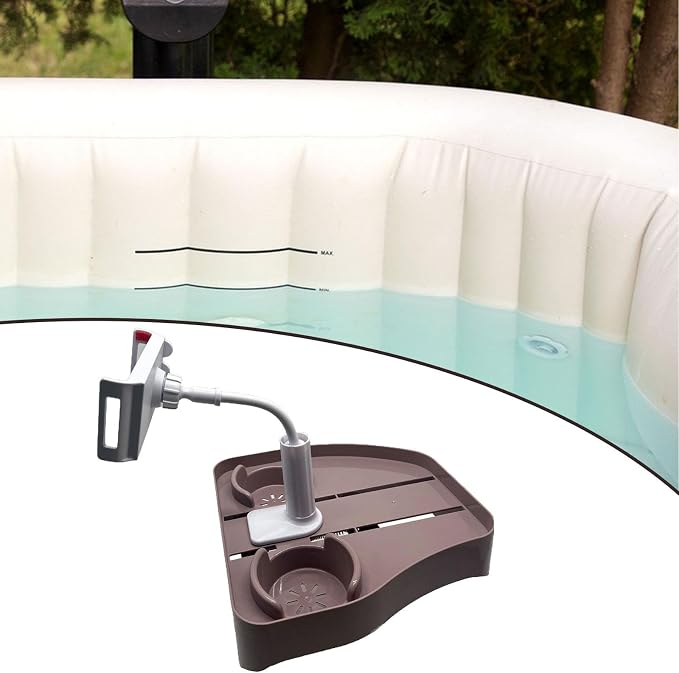 MYCENSE Hot Tub Tray Phone Stand, Waterproof Adjustable Hot Tub Accessories with Cup Holder, Serving Tray for Park, Camping Yard