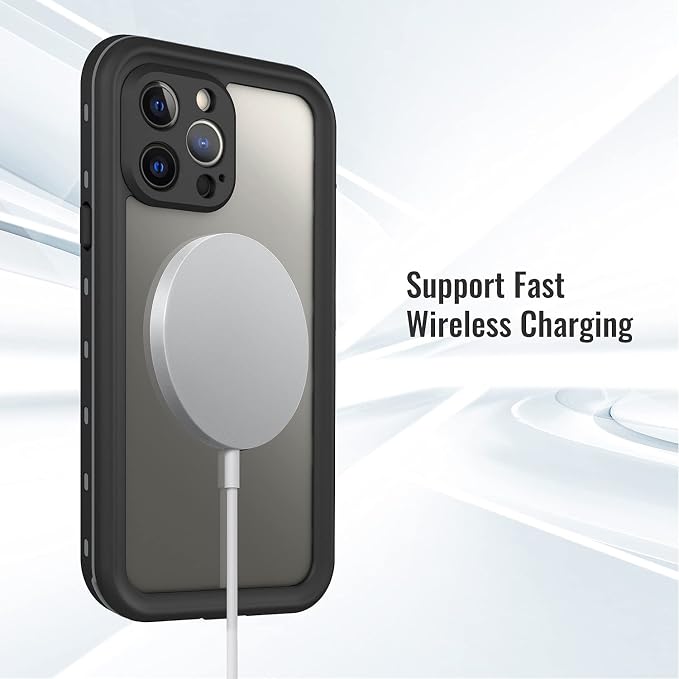 Waterproof Phone Case Compatible with iPhone 13 Pro Max, IP68 Waterproof Shockproof Dust-Proof Phone Case with Built in Screen Protector, Full Body Protective Case (Black, iPhone 13 Pro Max)