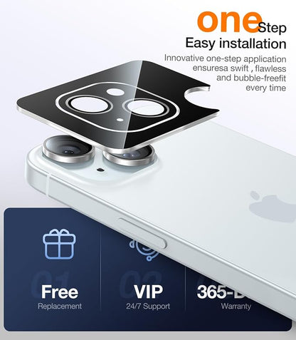UltraGlass UNBREAK TOP 9H+ Glass for iPhone 15/15 Plus Lens Protector [Military Grade Shatterproof & Longest Durable] Camera Lens Protector 15/15 Plus Tempered Glass, White
