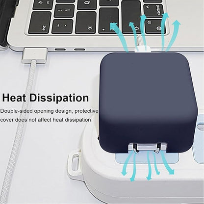 40W Dynamic (up to 60W) Soft Silicone Charger Protector Case for iPhone 17/16 Pro/Max, 40W Dynamic Power Adapter Sleeve Cover for MacBook Air 13 13.6 15 inch M4 M3 M2 M1 2025-2018 Release, Navy Blue