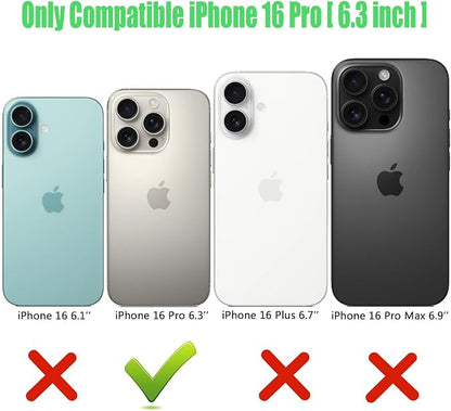 Wireless Charging Case for iPhone 16 Pro,10000mAh High Capacity Portable Rechargeable Extended Battery Case Qi Wireless Charging with iPhone 16 Pro (6.3 inch) Extended Battery Charger Case (Black)