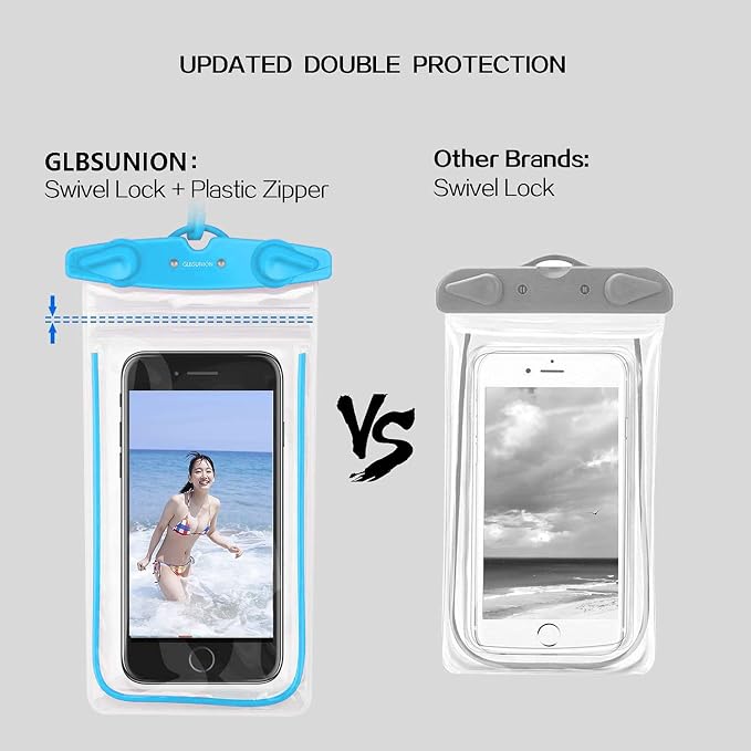 Universal Waterproof Phone Pouch, 4 Pack Waterproof Phone Case Dry Bag with Neck Strap Luminous Ornament for Water Games Cruise Essentials for iPhone 17 16 15 13 Pro Max Plus Galaxy Google up to 7.5"