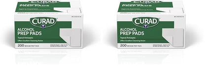 Curad Alcohol Disinfectant Prep Pads, 2-ply, Medium Size, 200 Count (Pack of 2)