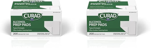 Curad Alcohol Disinfectant Prep Pads, 2-ply, Medium Size, 200 Count (Pack of 2)