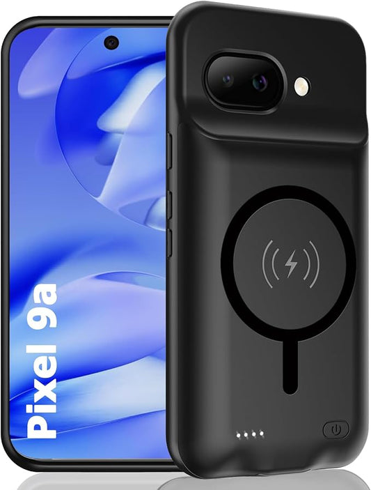 Battery Case for Pixel 9a,10000mAh Portable Protective Smart Wireless Charging Case Support Carplay Compatible with Pixel 9a(6.3 inches) Rechargeable Extended Battery Charger Cover(Black)