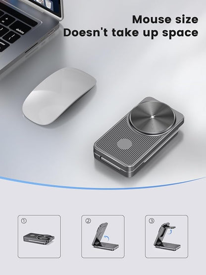 Magnetic Wireless Charger for Samsung Galaxy S26 Ultra, 3 in 1 Wireless Charging Station for Samsung Watch 8, Travel Foldable MagSafe Charger Stand for Android S25 Ultra/Z Fold/Z Flip 7, Buds 4 Pro