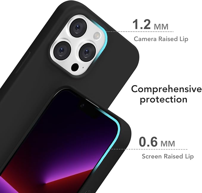 for iPhone 13 Pro Case Silicone Compatible with Magsafe Case, Ultra Slim Thin Magnetic Phone Cases Mag Safe, Cute Soft Rubber Gel TPU Matte Plain Wireless Charging Cover for Women, Black