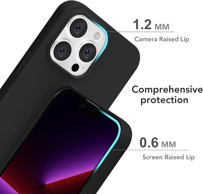 for iPhone 13 Pro Case Silicone Compatible with Magsafe Case, Ultra Slim Thin Magnetic Phone Cases Mag Safe, Cute Soft Rubber Gel TPU Matte Plain Wireless Charging Cover for Women, Black