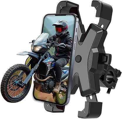 2025 Upgraded Bike Phone Holder ﻿, One Handed Quick Locking and Unlocking for Motorcycle Phone Mount, Handlebar Phone Mount with Four Way Lock Compatible with iPhone,Samsung and 4.8-6'' Smartphones
