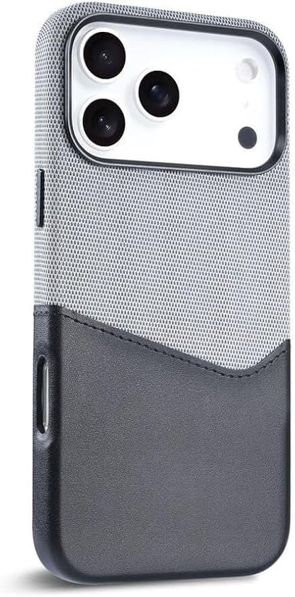 Ultrathin Case for iPhone 17 Pro Max/17 Pro/Air/17, Colorblock Card Slot Leather Back Drop Protection Cover (17 Pro,Green) (17 AIr,Gray)