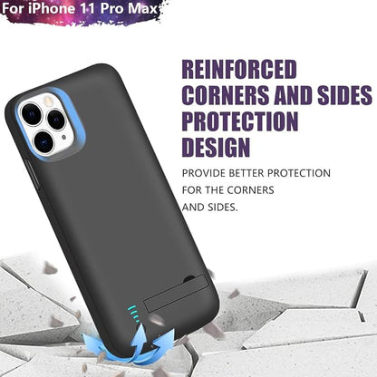 Sitong Battery Case for iPhone 11 Pro Max, 6000mAh Rechargeable Extended Battery Charging Charger Case, Add 110% Extra Juice, Support Wired Headphones Black