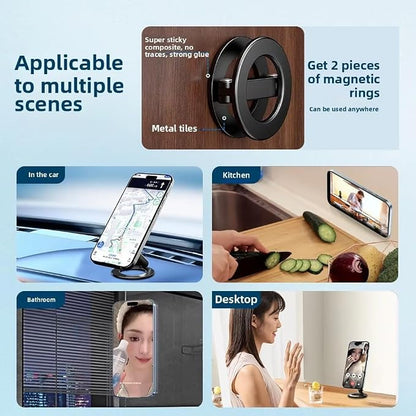 Magnetic Phone Holder for Gym, MagSafe iPhone & Android – Dual Magnet Mount with Universal Clamp, Attaches to Squat Racks & Metal Equipment, Workout Recording Accessory for Men & Women, Black
