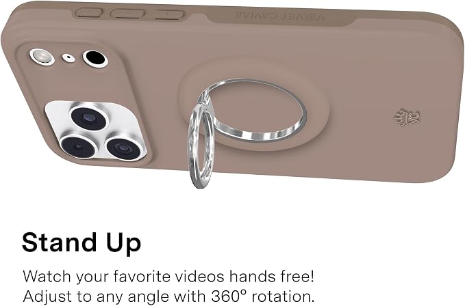 VELVET CAVIAR Compatible with MagSafe Phone Grip 2.0 | Cute Magnetic Ring Holder | Finger Loop Kickstand | Pop On Accessory for iPhone 17, 16, 15, 14, 13, 12 | Cashmere Taupe