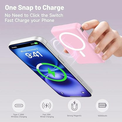 for Magsafe Power Bank, 10000mAh Magnetic Power Bank with USB-C Cable and PD 20W USB C Fast Charging LED Display, Wireless Portable Charger for iPhone 17/16/15/14/13/12/Pro/Pro Max