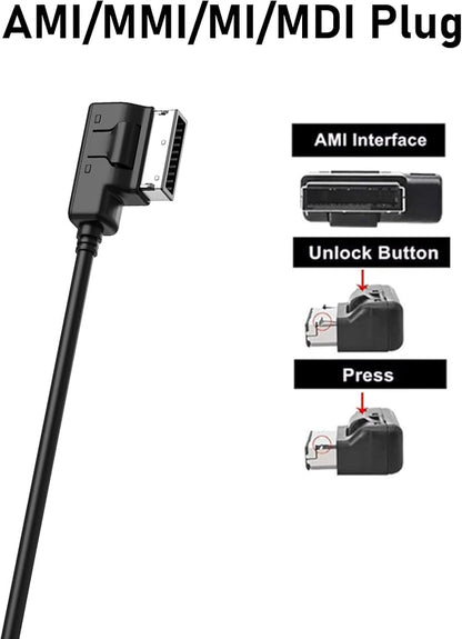 Bluetooth 5.0 Adapter Audio Receiver Compatible with Audi A3 A4 A5 A6 A7 S3 S4 Q3 Q5 Q7 Volkswagen VW 2G 3G 3G+ AMI MMI Port Cable Music Play Connector Works with Apple iPhone iPod Android Smartphone