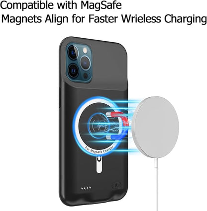 Battery Case for iPhone 12/12 Pro, Upgraded 10000mAh Battery Pack Rechargeable Charger Case with Wireless Charging Compatible for iPhone 12/12 Pro (6.1 inch) External Battery Charging Cover(Black)