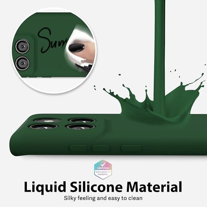 oakxco for Motorola Moto Edge 2025 Phone Case Liquid Silicone, Thin Slim Soft Rubber Gel TPU Plain Protective Simple Cover for Women Girl Cute, Matte Solid Color Aesthetic, Dark Green