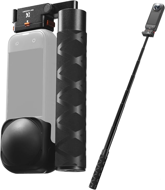 K&F Concept Upgrade Magnetic Quick Release Foldable Selfie Stick Compatible with Insta360 X5, 89cm/35inch Aluminum Alloy Extension Invisible Pole, Adjustable Handle Grip with Safety Lock for X4 Air