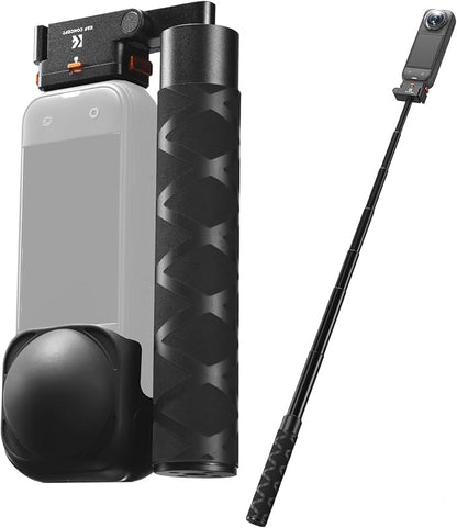 K&F Concept Upgrade Magnetic Quick Release Foldable Selfie Stick Compatible with Insta360 X5, 89cm/35inch Aluminum Alloy Extension Invisible Pole, Adjustable Handle Grip with Safety Lock for X4 Air