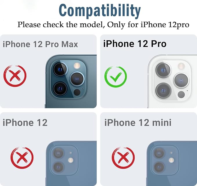 AFARER [2 Pack Camera Lens Protector for iPhone 12 Pro, Ultra HD Camera Lens Protector,Metal 9H Hardness Tempered Glass Cover,Anti-Scratch & Case Friendly for iPhone 12 Pro(Silver)