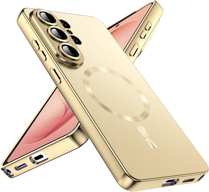 for Samsung Galaxy S26 Ultra Case,Luxury Plating Matte Case for Galaxy S26 Ultra Full Camera Lens Cover & Privacy Screen Protector Cute Women Girls Phone Cover for S 26 Ultra,Gold