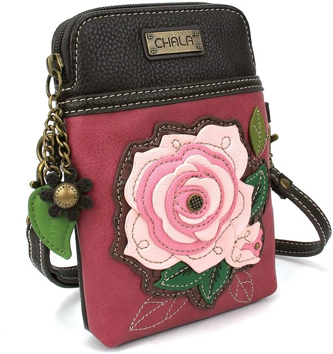 CHALA Plant Life Collection Cell Phone Crossbody Purse-Women PU Leather/Canvas Multicolor Handbag with Adjustable Strap