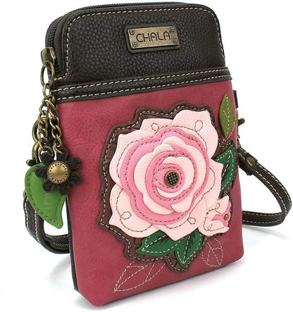 CHALA Plant Life Collection Cell Phone Crossbody Purse-Women PU Leather/Canvas Multicolor Handbag with Adjustable Strap