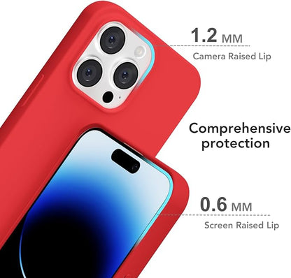for iPhone 14 Pro Case Silicone Compatible with Magsafe Case, Ultra Slim Thin Magnetic Phone Cases Mag Safe, Cute Soft Rubber Gel TPU Matte Plain Wireless Charging Cover for Women, Red