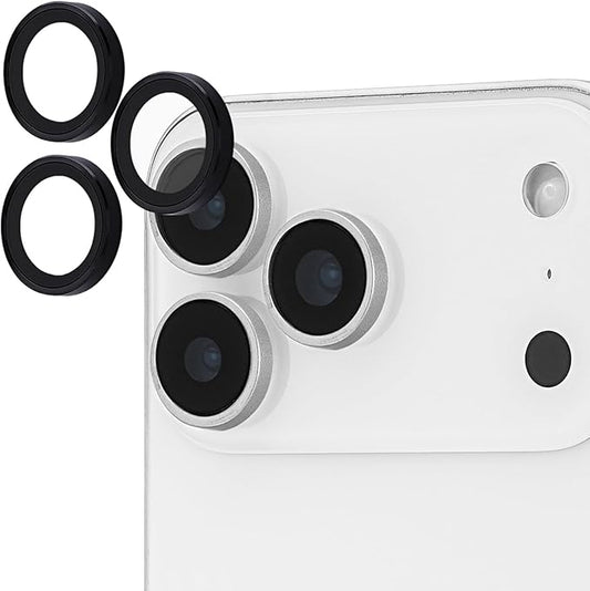 Case-Mate Camera Lens Protector with Aluminum Black Rings for iPhone 17 Pro Max/iPhone 17 Pro - Double Tempered Glass, Anti-Scratch - Ultra HD View with Night Shooting, Case Friendly, Easy Install