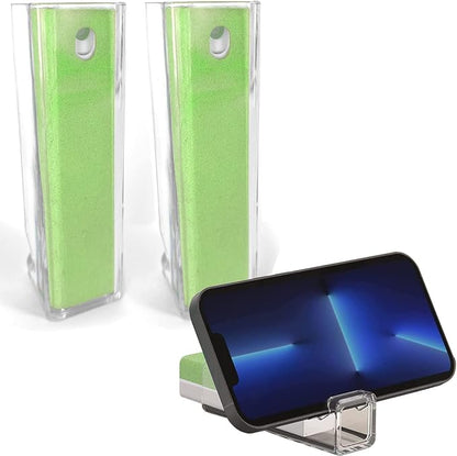 2 eDealz All in One Screen Cleaning Sprays with Microfiber and Phone Stand. Cleans and Removes Oil and Dirt from Smartphones, Tablets, LCD, LED Laptop, TV Screens and More (Green)
