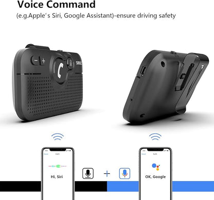 Handsfree Bluetooth Car Kit for Cell Phone, Wireless Bluetooth Speaker for Car, AUTO Power ON Support Siri Google Voice Assistant Hands Free Phone Speakerphone with Visor Clip-BC980SA