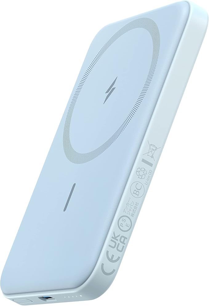 Anker 621 Magnetic Portable Charger (MagGo), 5,000mAh Wireless Power Bank with USB-C Cable, Magsafe-Compatible Battery Pack for iPhone 16/15/14/13/12 Series